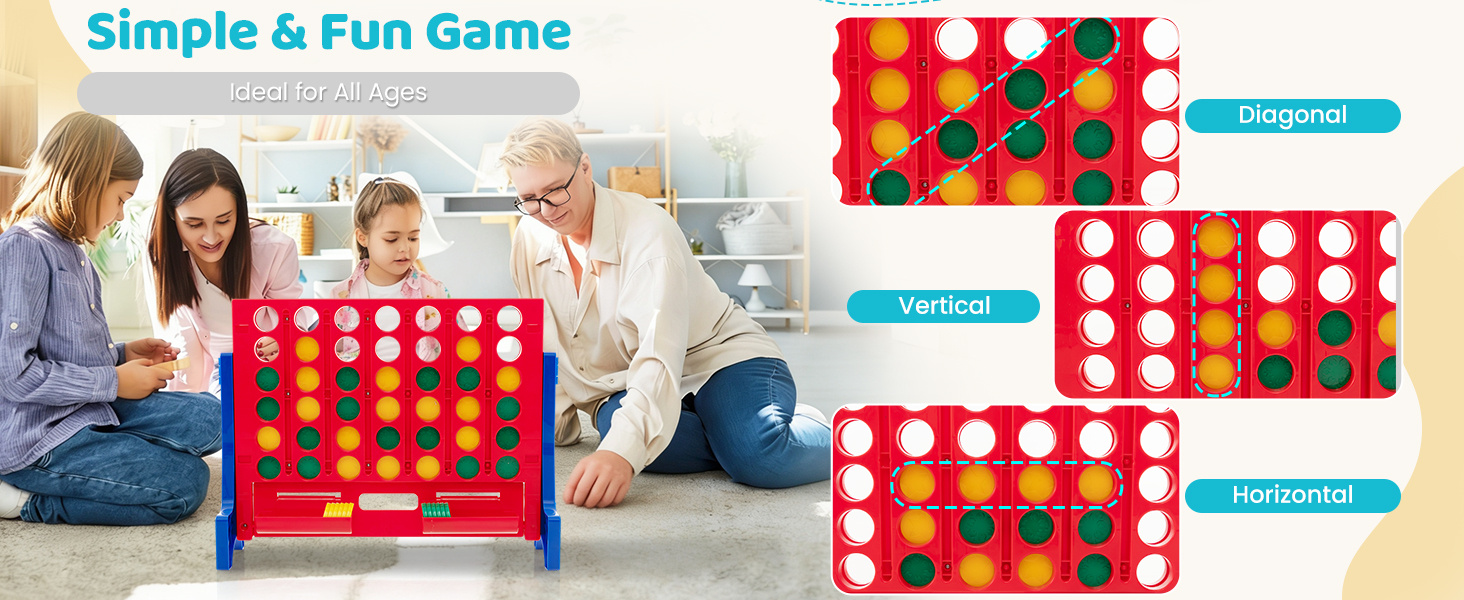 Jumbo 4-to-Score Connect Game Set with Carrying Bag and 42 Coins