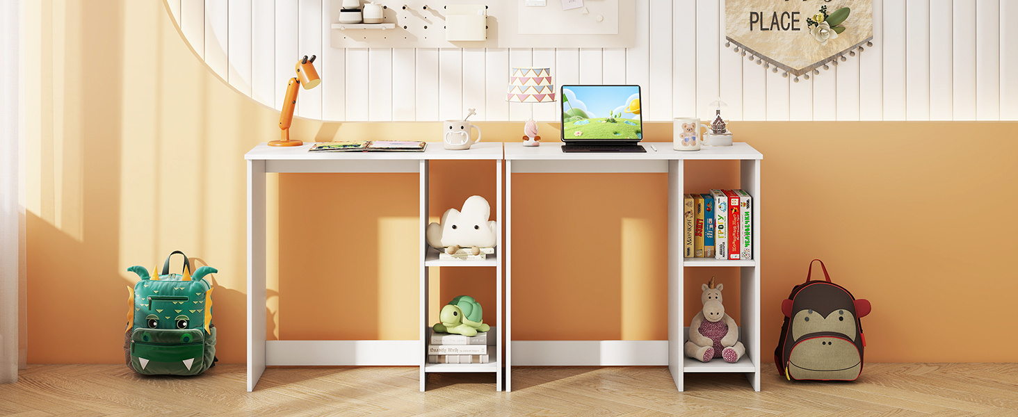 31.5 Inch  Modern Home Office Desk with 2 Compartments