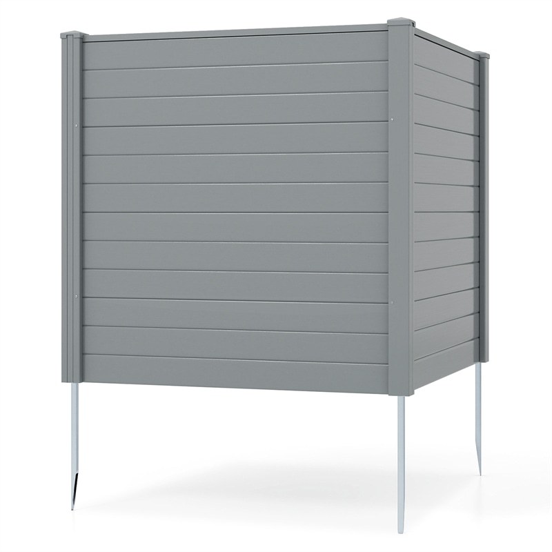 Air Conditioner Fence 2 Panels, 48"H Outdoor Vinyl Privacy Screen with Metal Stakes, Trash Can Enclosure Decorative Garden Fence for Patio, Lawn