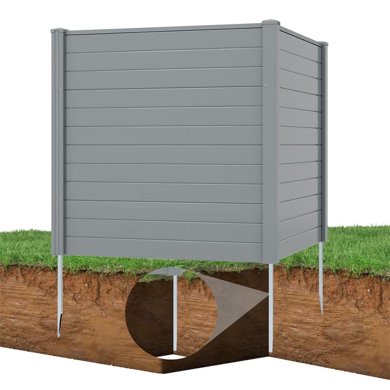 Air Conditioner Fence 2 Panels, 48"H Outdoor Vinyl Privacy Screen with Metal Stakes, Trash Can Enclosure Decorative Garden Fence for Patio, Lawn