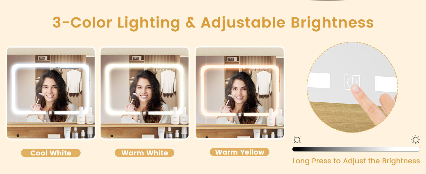 Small Vanity Desk Set with Adjustable LED Lighted Mirror and Power Outlets
