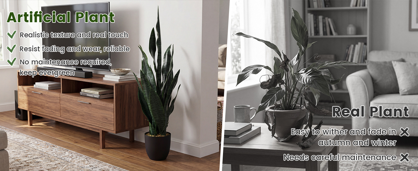 35.5 Inch  Indoor-Outdoor Artificial Fake Snake Plant