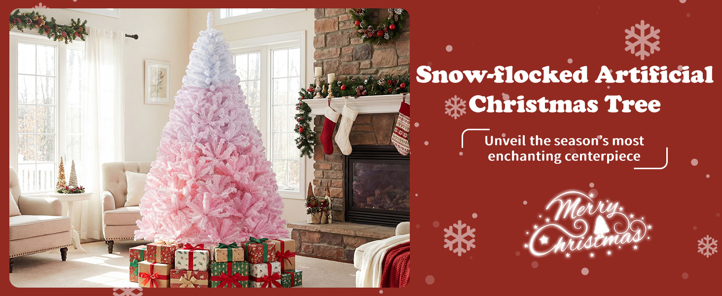 2025 New Artificial Christmas Tree with Branch Tips and Folding Metal Stand
