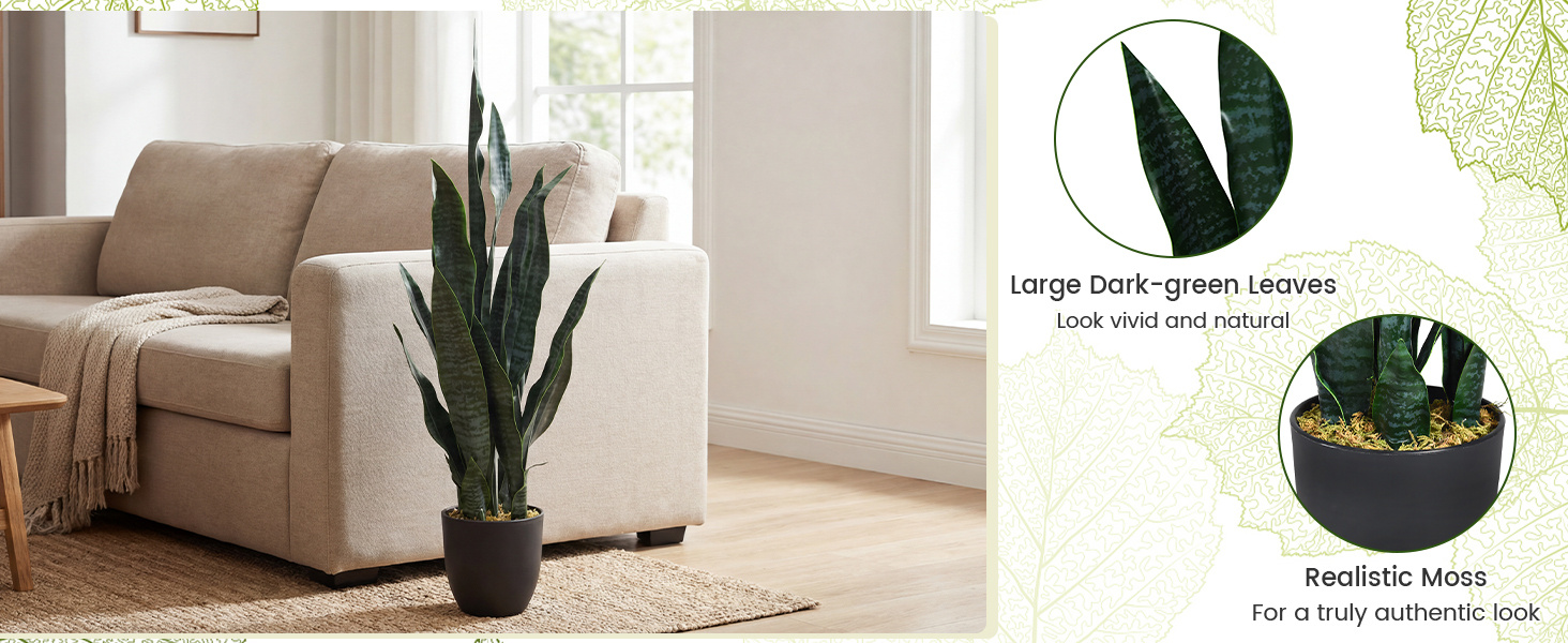 35.5 Inch  Indoor-Outdoor Artificial Fake Snake Plant