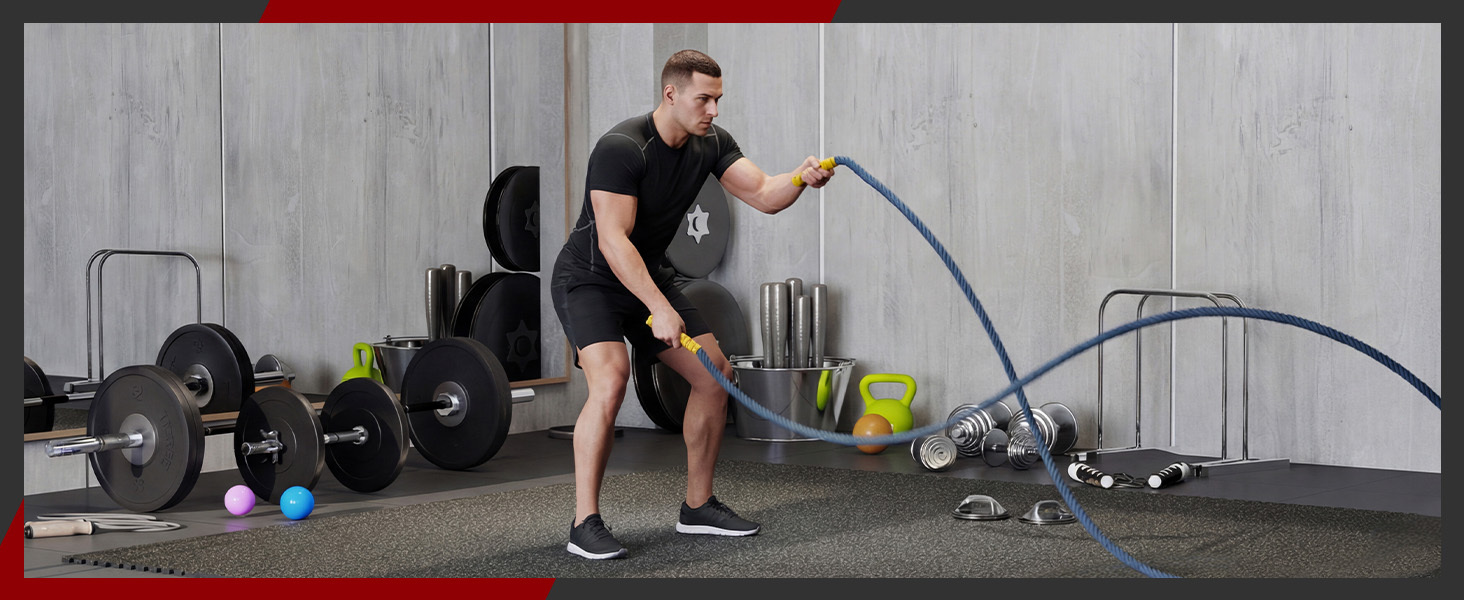 0.79 inch Thick Rubber Top Exercise Mat 48 Sq Ft with Boarders