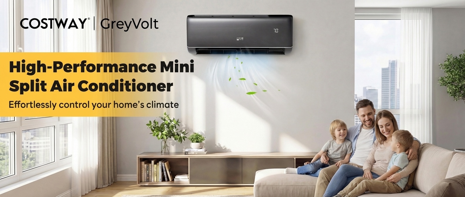 GreyVolt Series Energy Star Certified 12000 BTU 21 SEER2 208-230V Mini Split Air Conditioner and Heater Gray