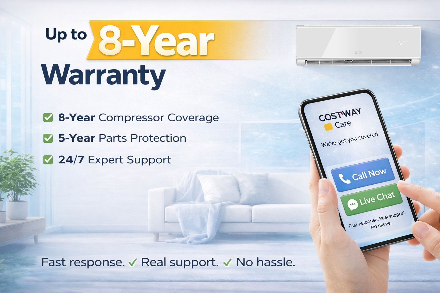 12000 BTU 22 SEER2 208-230V Wifi Enabled Mini Split Air Conditioner and Heater White