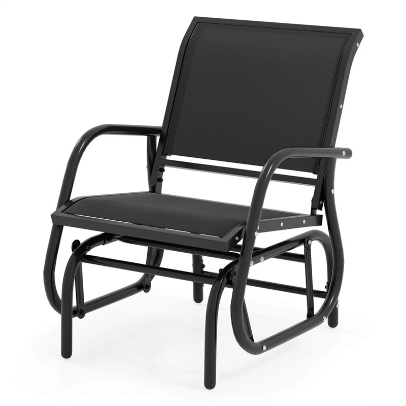 Outdoor Swing Glider Chair, Patio Glider Rocking Chair with Heavy-Duty Metal Frame & Breathable Fabric for Garden, Porch, Backyard