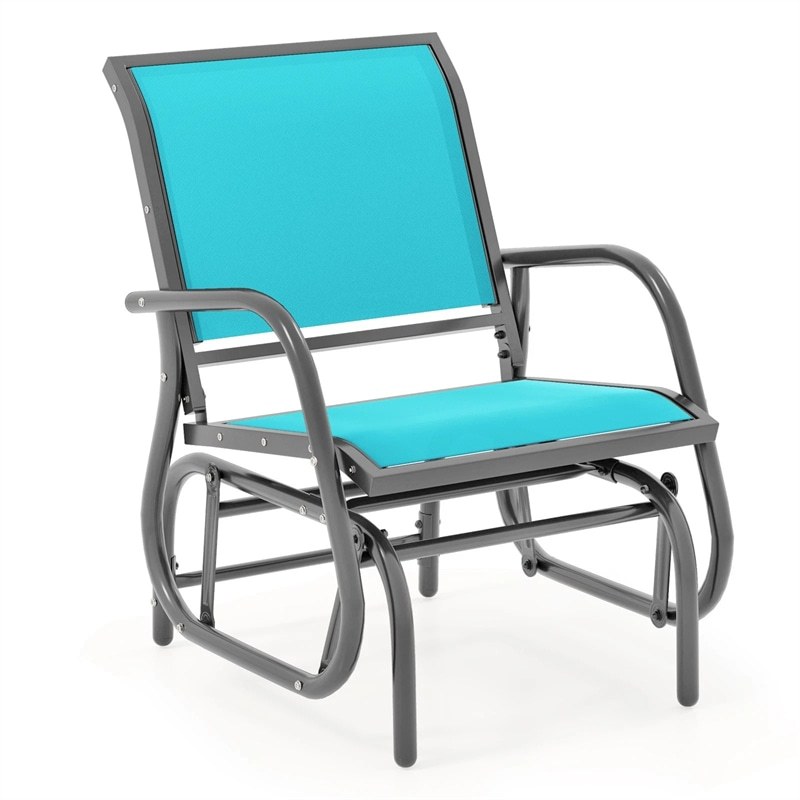 Outdoor Swing Glider Chair, Patio Glider Rocking Chair with Heavy-Duty Metal Frame & Breathable Fabric for Garden, Porch, Backyard
