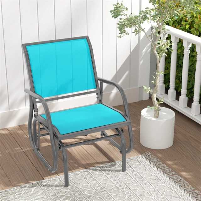 Outdoor Swing Glider Chair, Patio Glider Rocking Chair with Heavy-Duty Metal Frame & Breathable Fabric for Garden, Porch, Backyard
