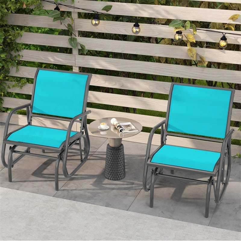 Outdoor Swing Glider Chair, Patio Glider Rocking Chair with Heavy-Duty Metal Frame & Breathable Fabric for Garden, Porch, Backyard