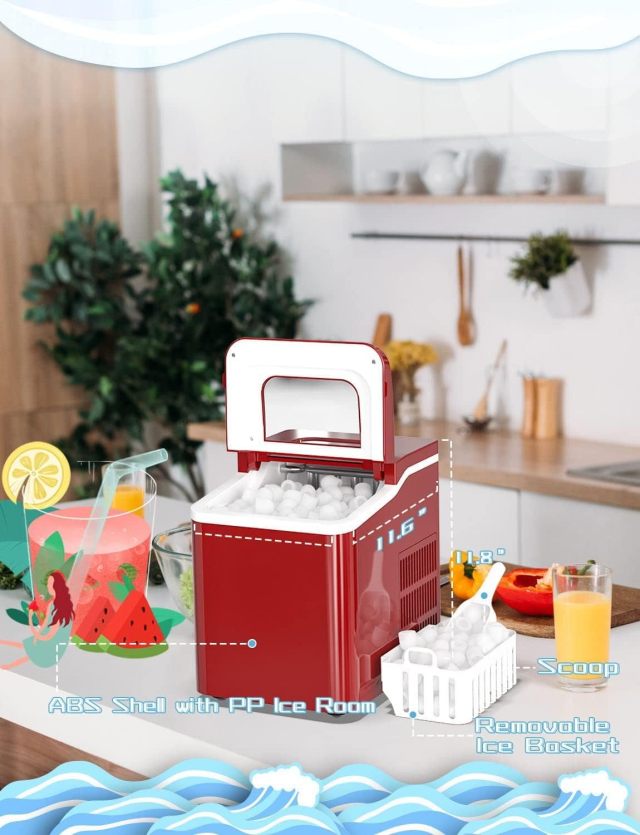 ARLIME Portable Ice Maker Machine for Countertop, Bullet Ice Cubes Ready in 8 Mins, 26LBS/24H