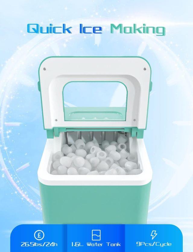 ARLIME Portable Ice Maker Machine for Countertop, Bullet Ice Cubes Ready in 8 Mins, 26LBS/24H