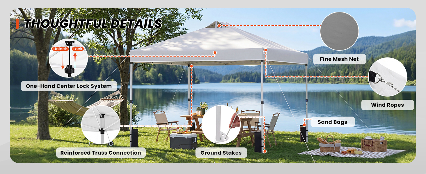 300 x 300 cm Pop up Canopy Tent 1 Person Easy Setup Gazebo Shelter with 1 Button Push