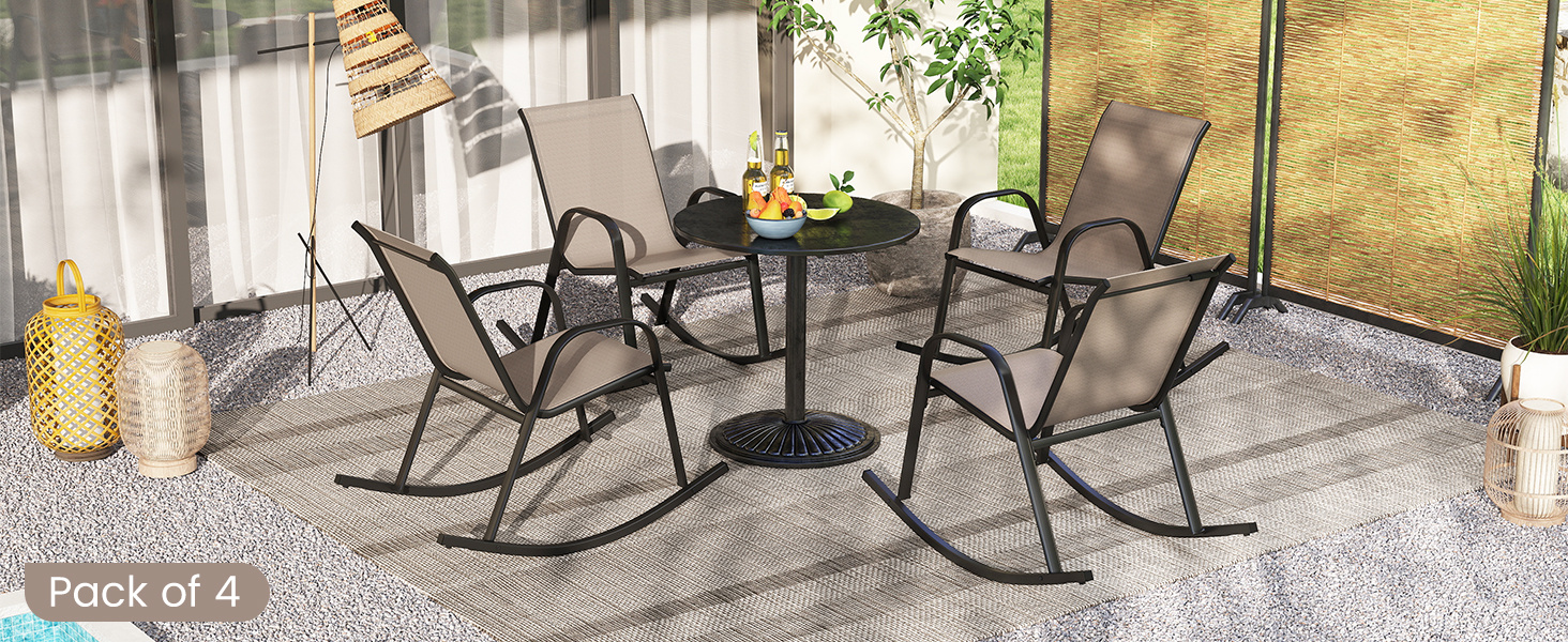 Patio Rocking Chair Set of 2 with Breathable Fabric Seat