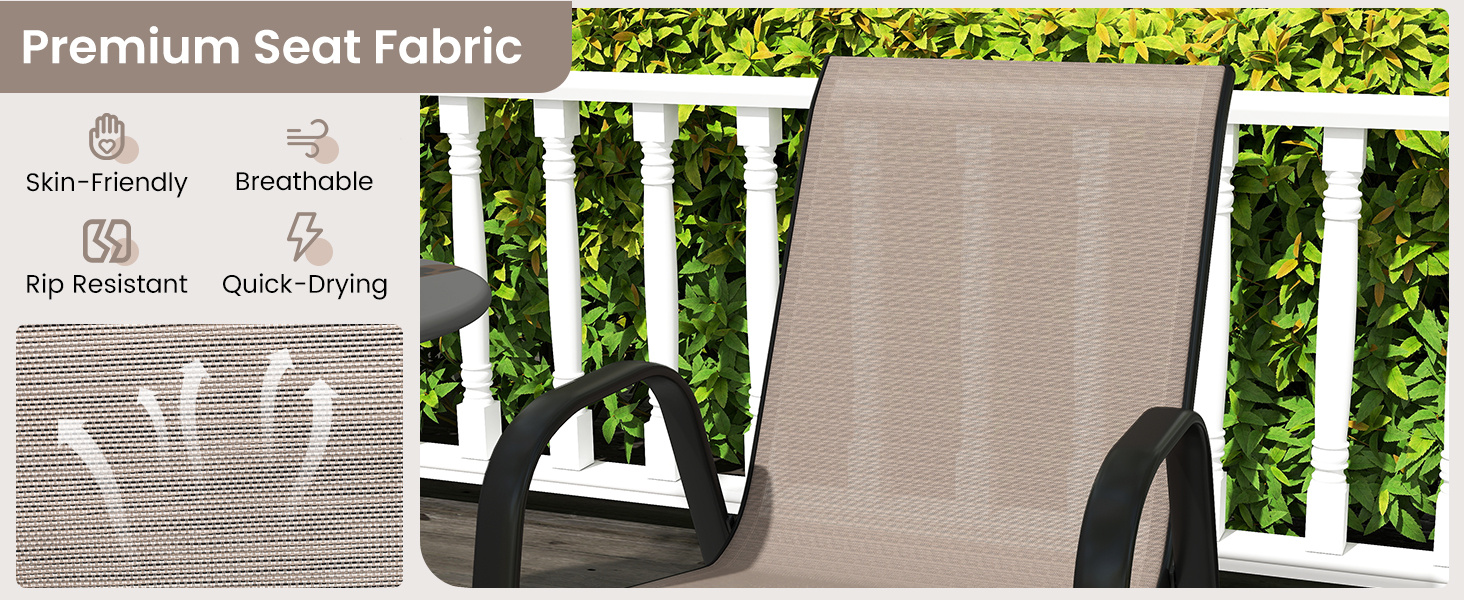 Patio Rocking Chair Set of 2 with Breathable Fabric Seat