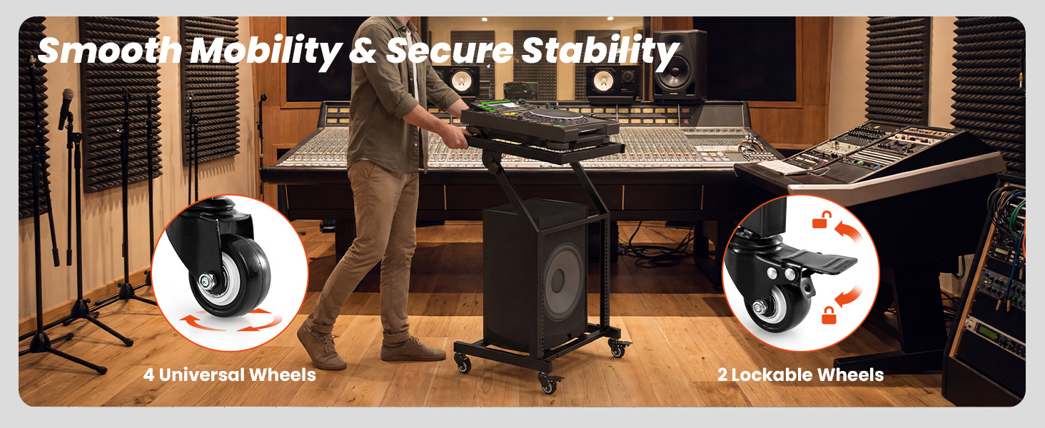 2 Layer Professional Audio Rack Mount with Adjustable Crossbars