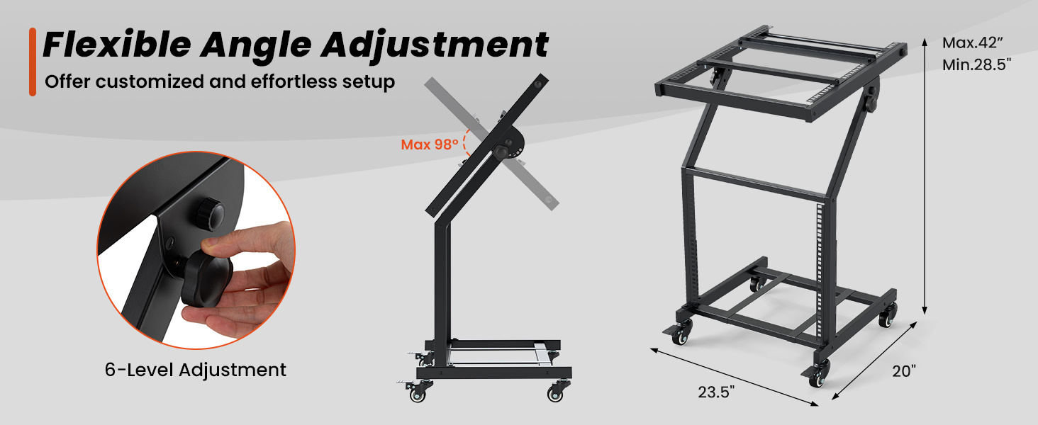 2 Layer Professional Audio Rack Mount with Adjustable Crossbars