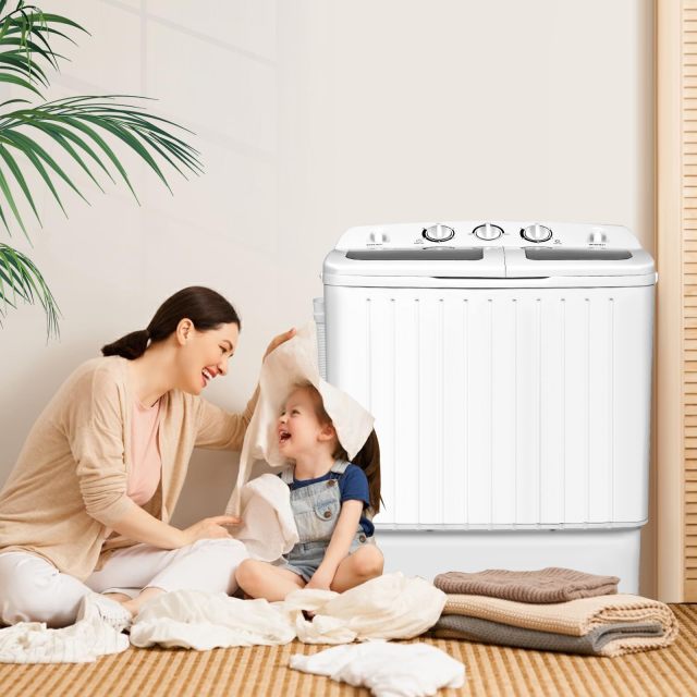 ARLIME Portable Mini Compact Twin Tub 20 lb. Washing Machine Washer Spin Dryer
