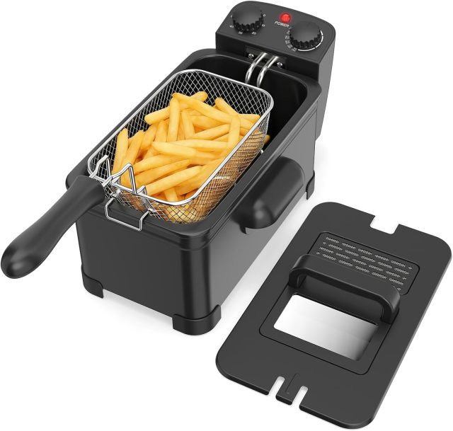 ARLIME 3.2Qt/3L Stainless Steel Deep Fryer with Adjustable Temperature, Timer