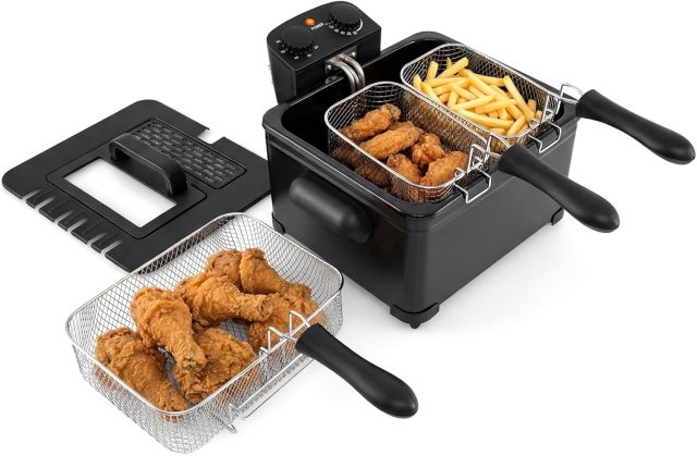 ARLIME 5.3Qt/5L Stainless Steel Electric Oil Fryer w/Adjustable Temperature, Timer