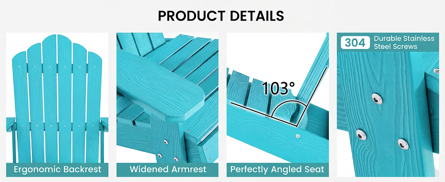 Weather Resistant HIPS Outdoor Adirondack Chair with Cup Holder