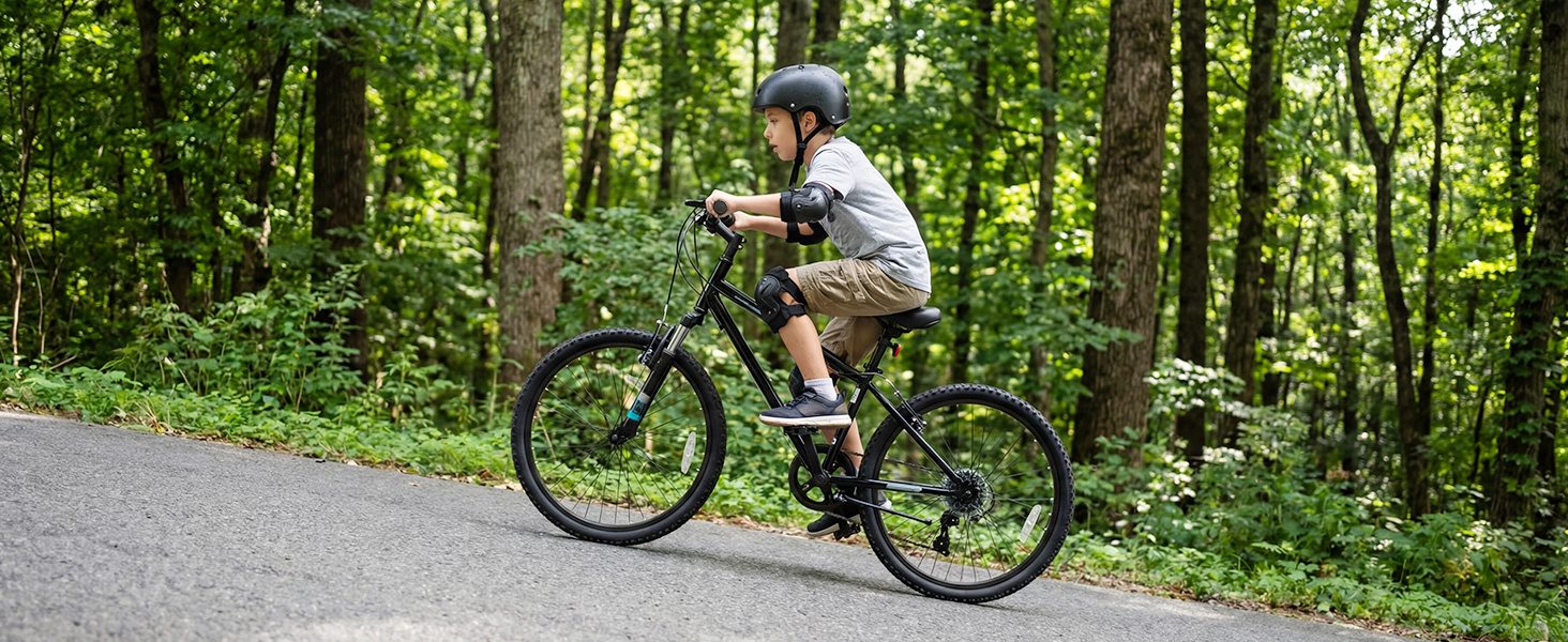 Kids Mountain Bike 20 24 Inch Child Bicycle for Boys Girls Aged 8+ Years Old Black