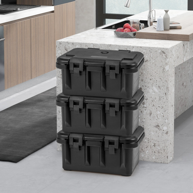 31 QT Insulated Food Pan Container with 3 Transparent One-Third Pans with Lids